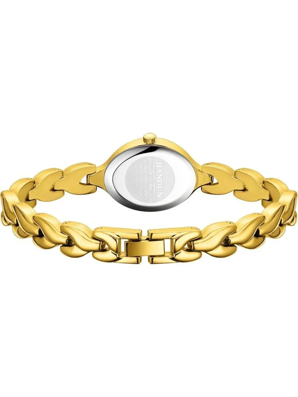 Women's All Gold Analog Quartz Stainless Steel Vintage Oval Bracelet Wrist Watch